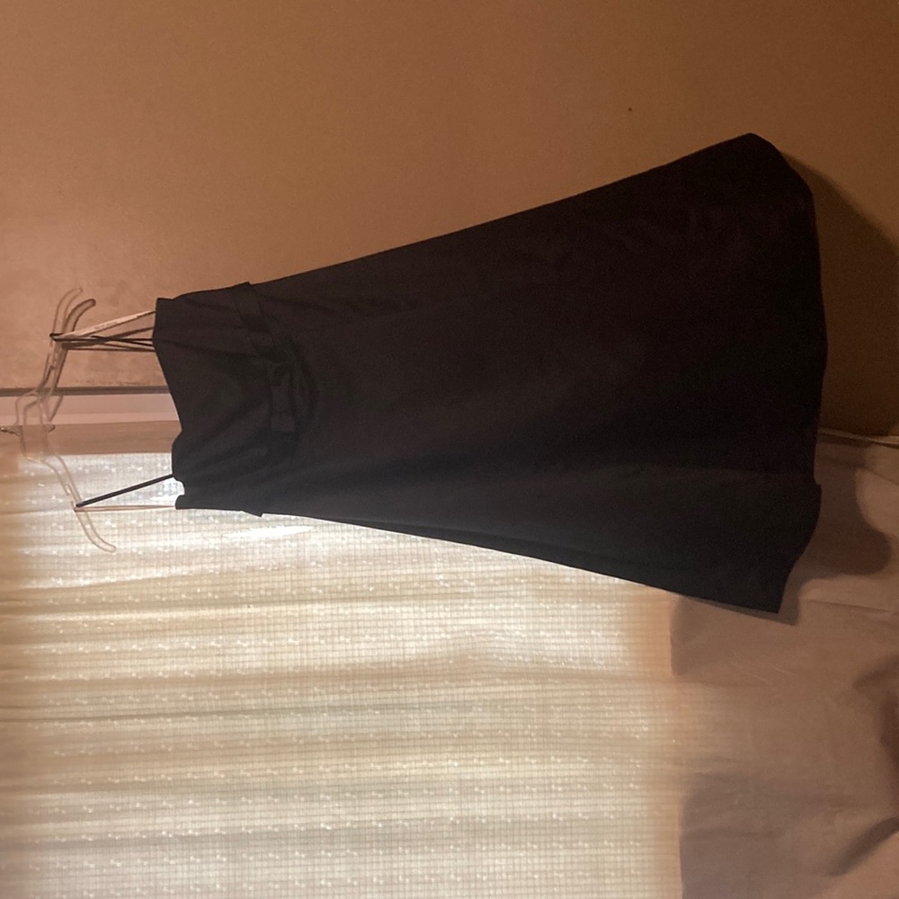 David’s bridal satin black tea length dress